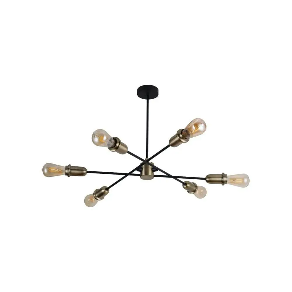 Lynsey Modern Elegant Pendant Lamp Ceiling Light - Black & Antique Brass