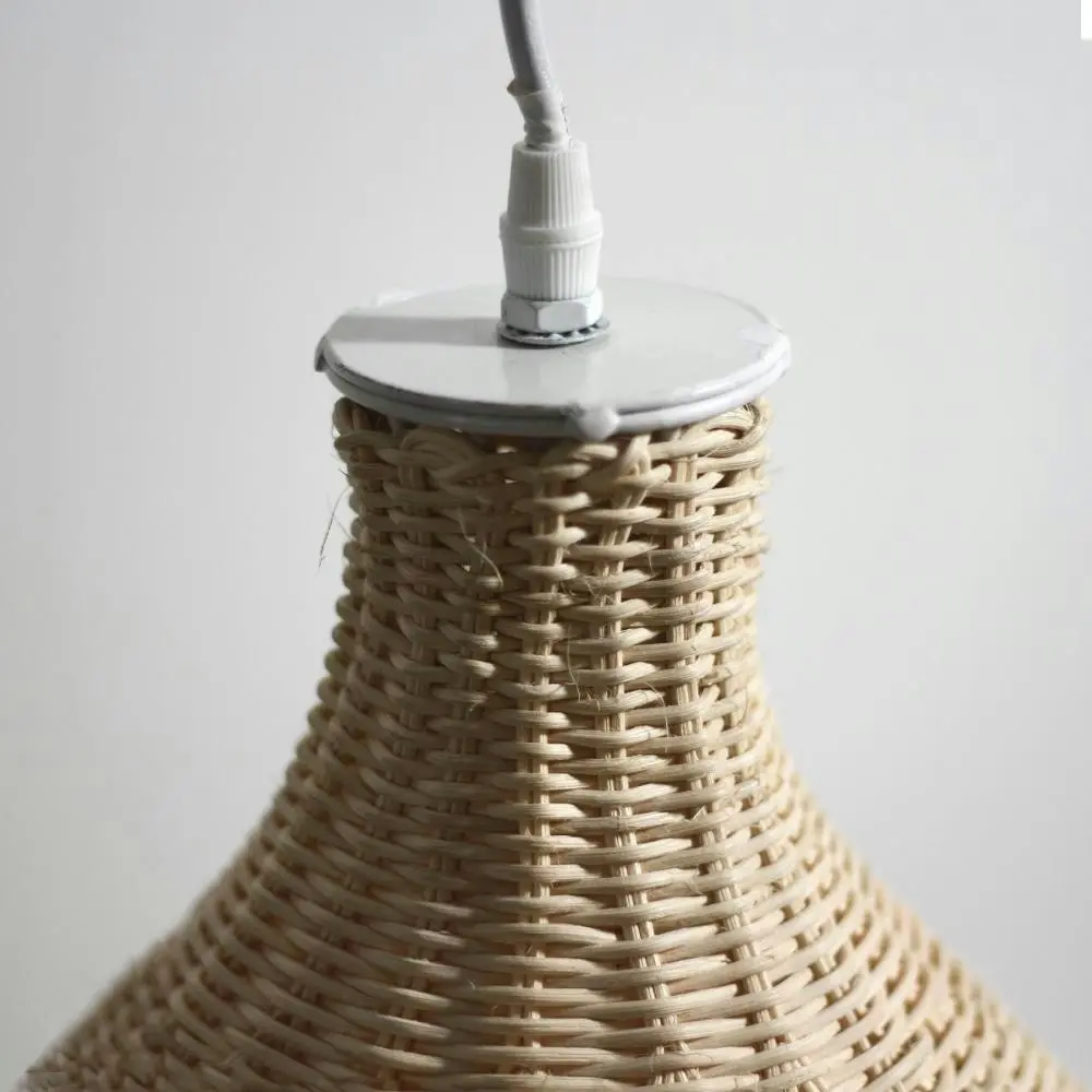 Marie Rattan Modern Elegant Pendant Lamp Ceiling Light - White