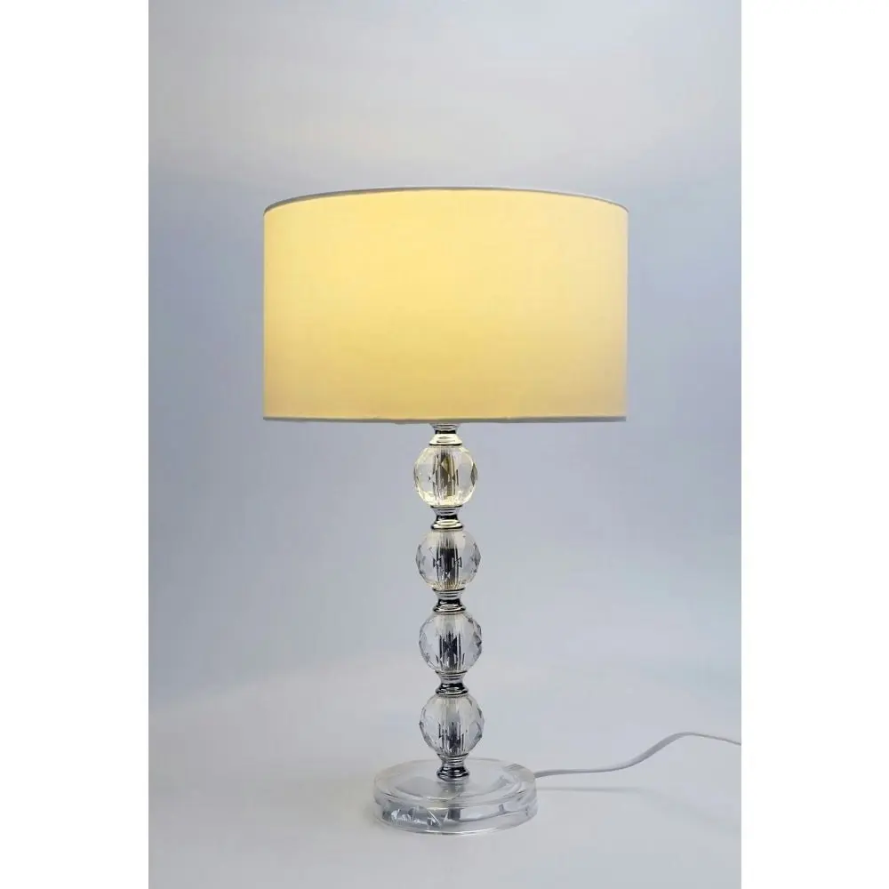 Emery Crystal Base Table Desk Lamp - White Shade