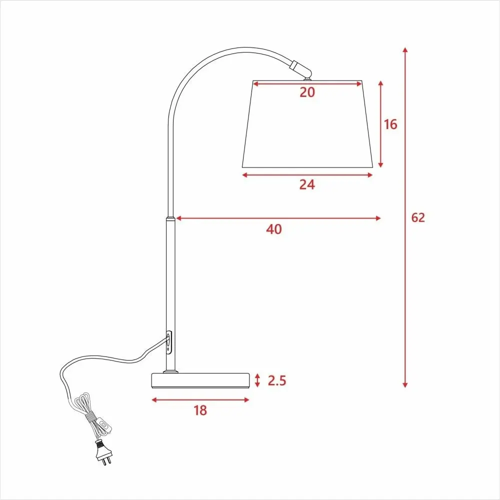 Mason Arc Curved Table Desk Lamp Marble Base - Black