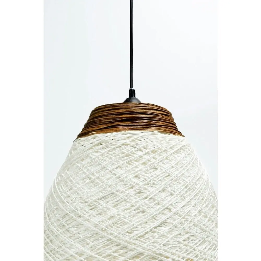 Trevis Paper Hanging Pendant Lamp - Brown & White