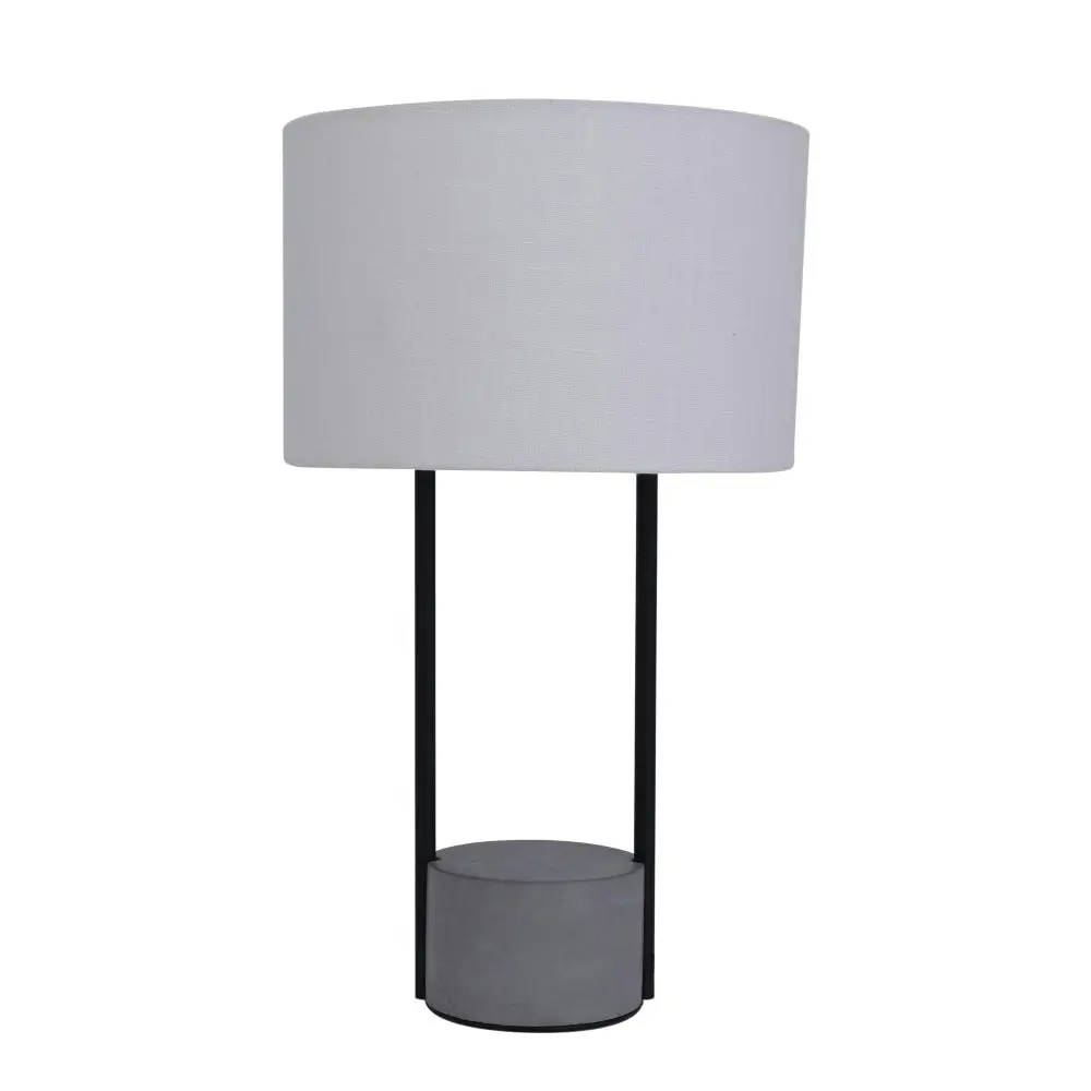 Remy Table Desk Lamp Concrete Look Base Fabric Shade - Grey / White