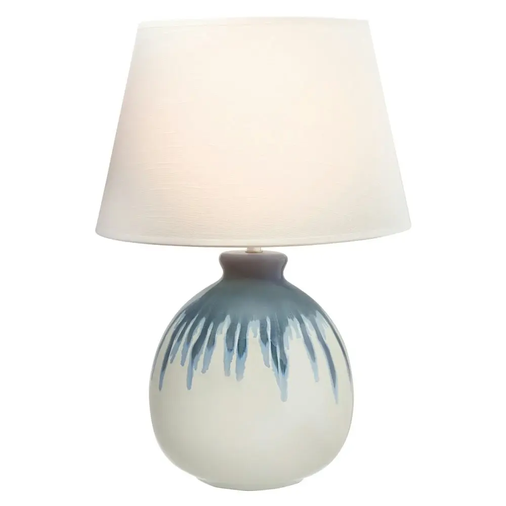 Chester Ceramic Table Desk Lamp Blue / White Base - White Linen Shade