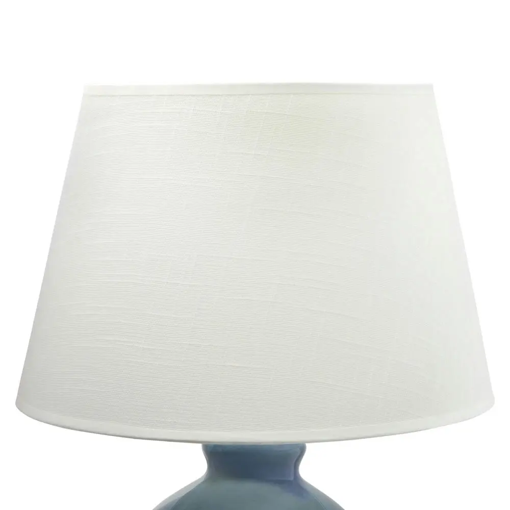 Chester Ceramic Table Desk Lamp Blue / White Base - White Linen Shade