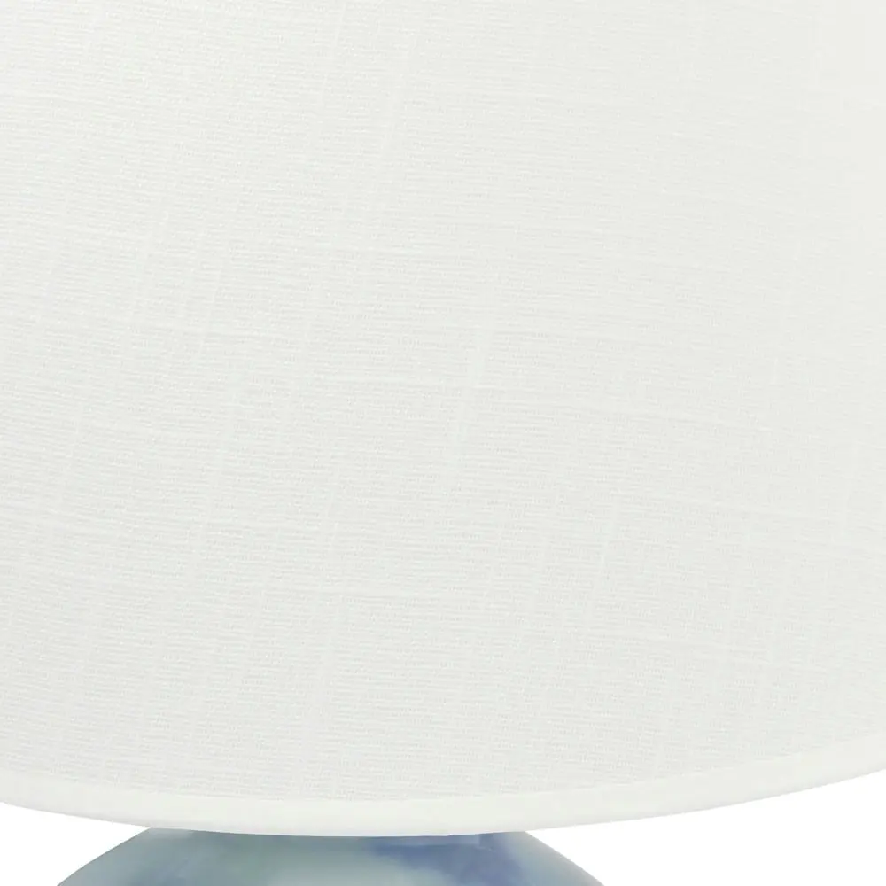 Chester Ceramic Table Desk Lamp Blue / White Base - White Linen Shade