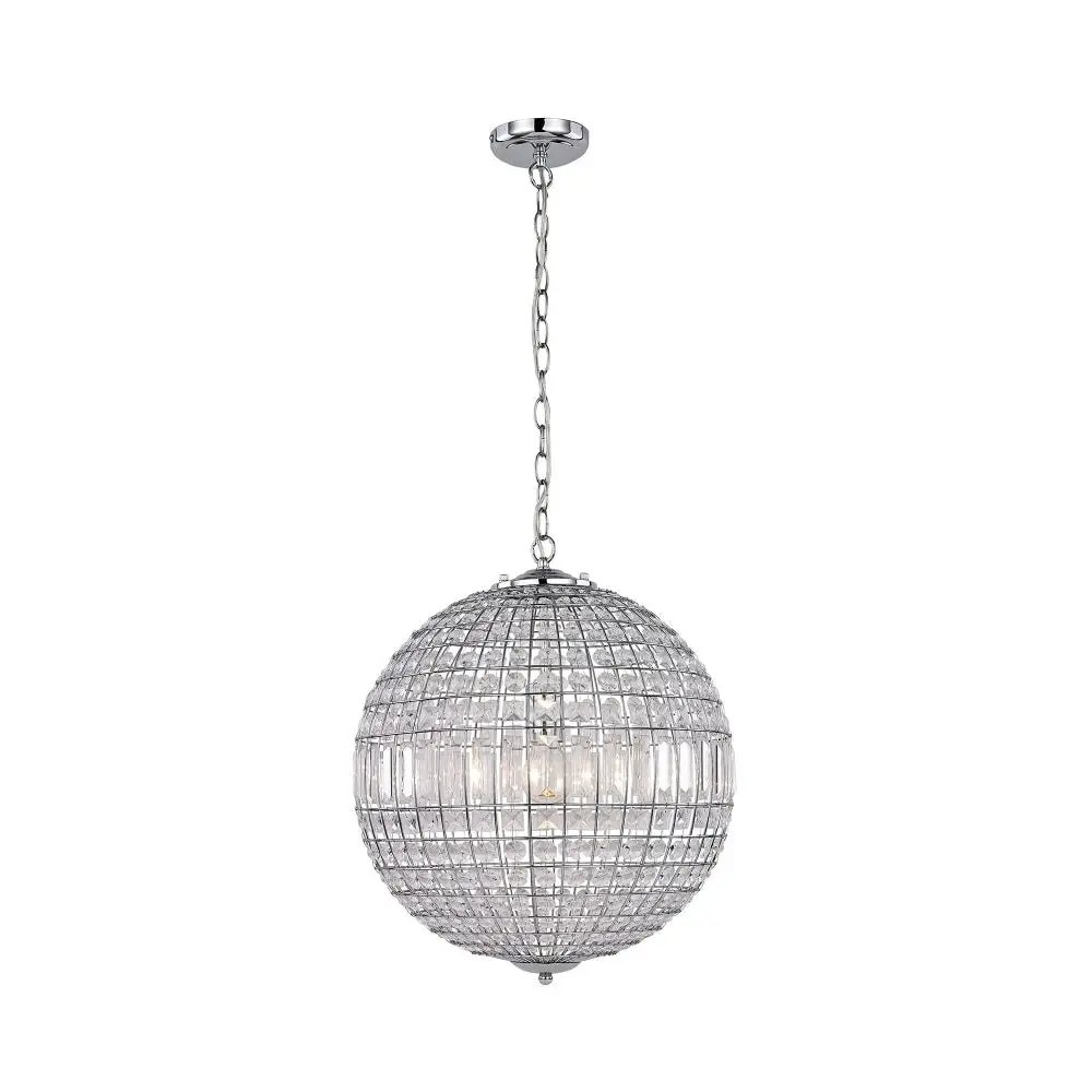 Kamala Glass Drop Modern Pendant Lamp Light Large Chrome Clear