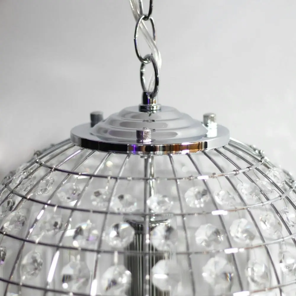 Kamala Glass Drop Modern Pendant Lamp Light Large Chrome Clear