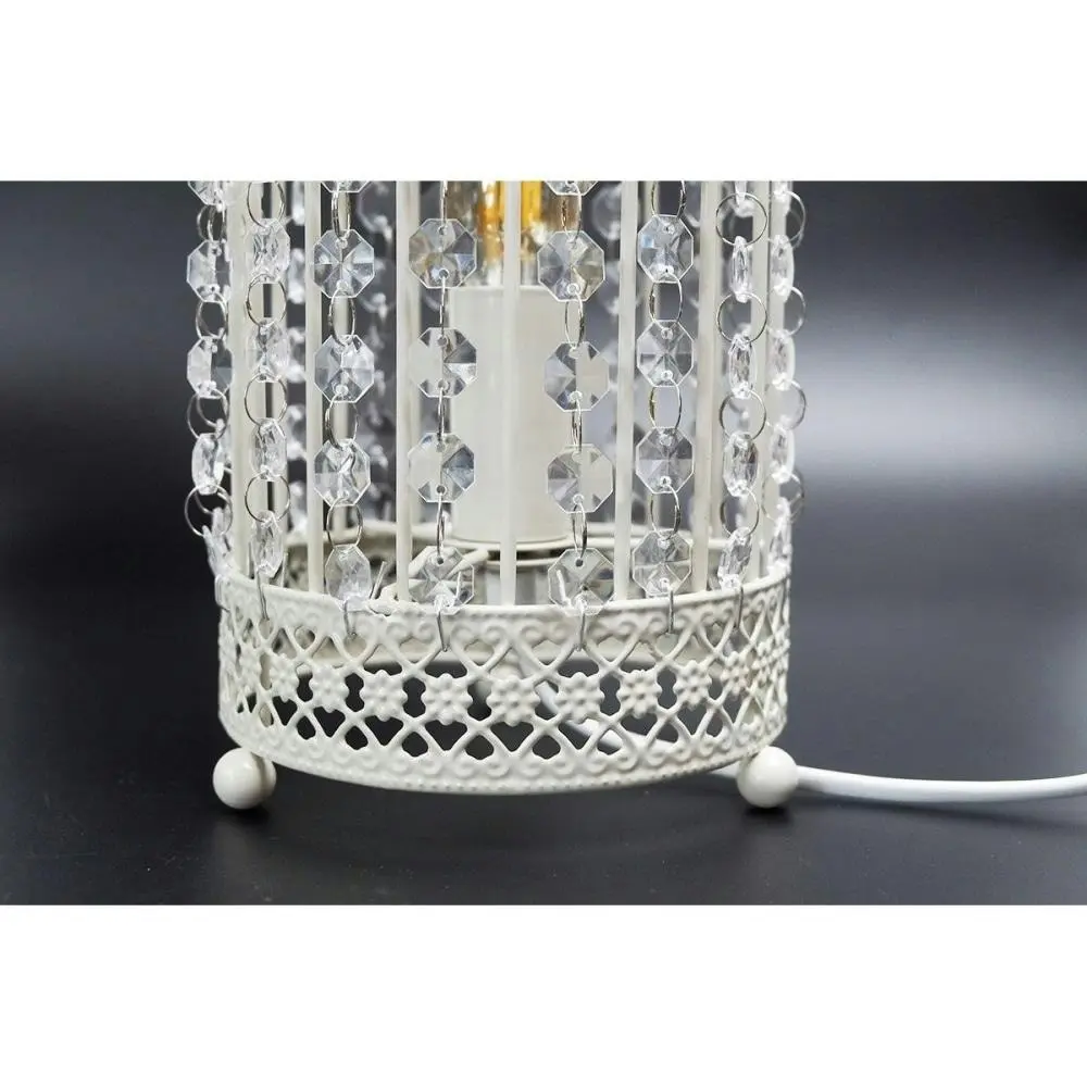 Elsa White Metal Cage Table Desk Lamp - White