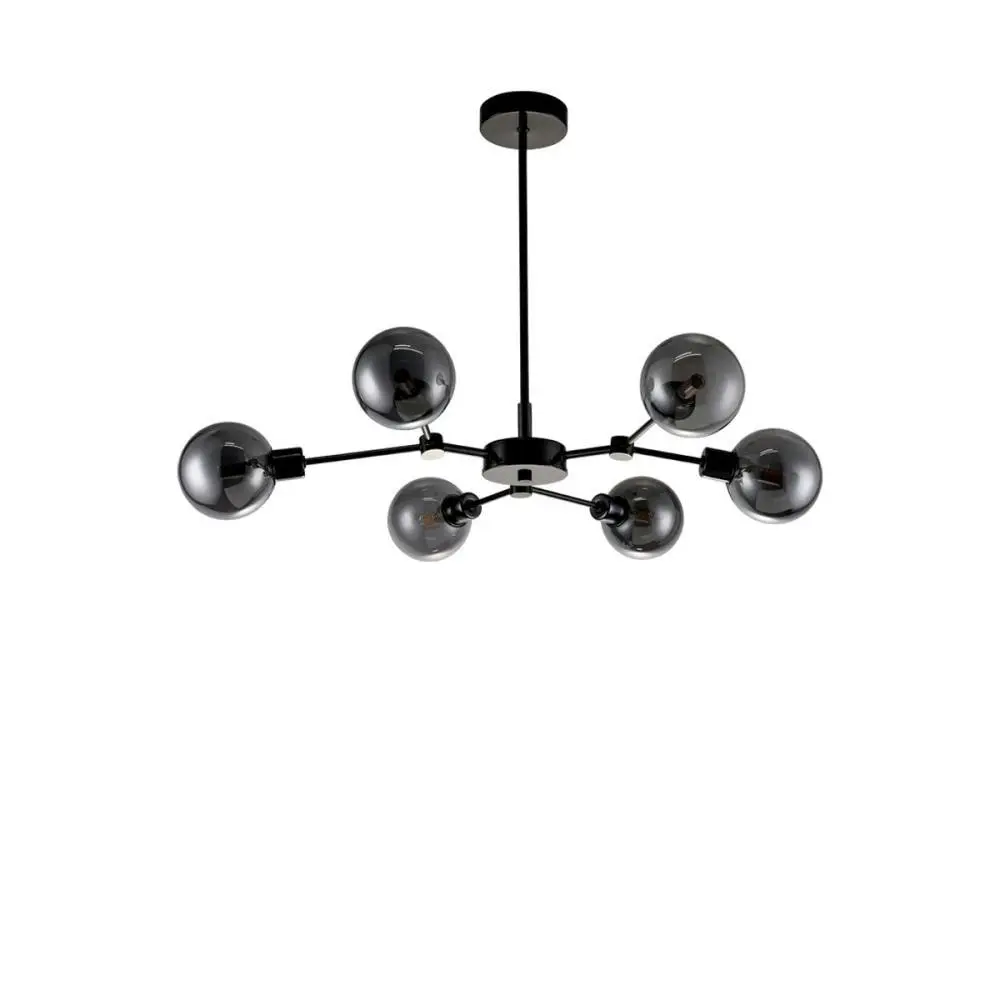 Ellison 6 Lights Modern Elegant Pendant Lamp Ceiling Light - Black Chrome