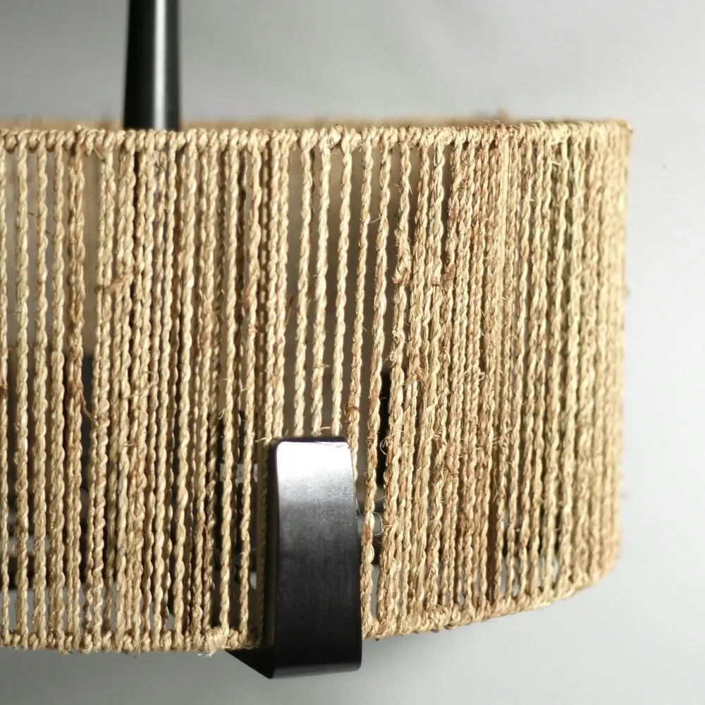 Oakley Modern Classic Rattan Shade Pendant Lamp Light Black