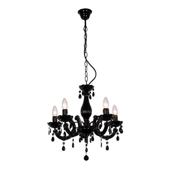 Bowie Elegant 5 Lights Acrylic Hanging Chandelier Lamp - Black