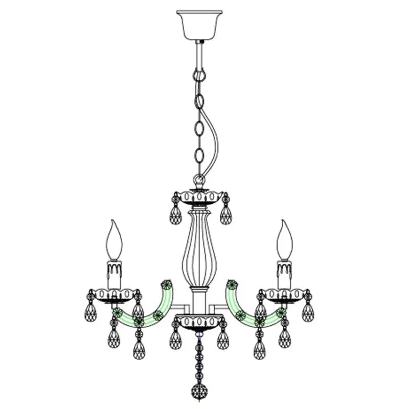 Bowie Elegant 5 Lights Acrylic Hanging Chandelier Lamp - Black