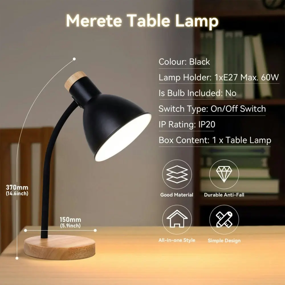 Blanche Modern Elegant Table Lamp Desk Light - Black