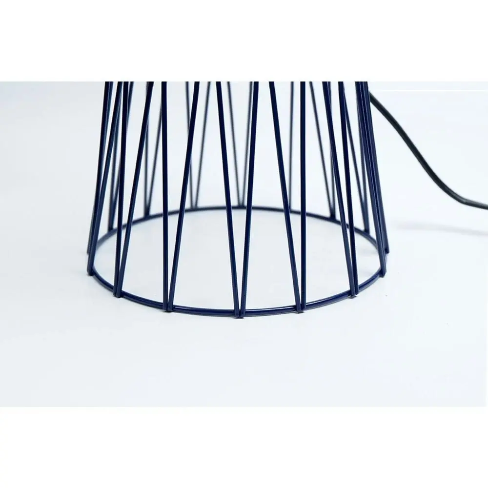 Asling Modern Table Desk Lamp Black Metal Frame Base - Blue Shade