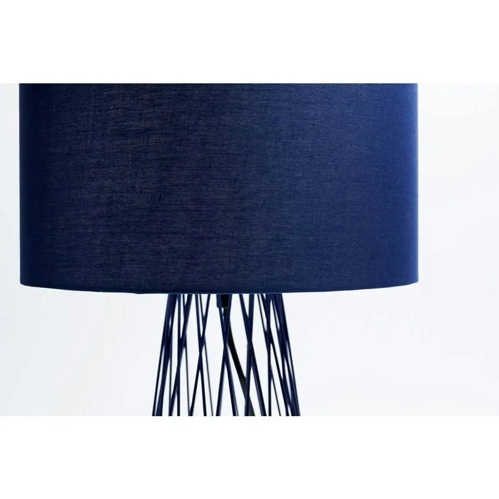 Asling Modern Table Desk Lamp Black Metal Frame Base - Blue Shade