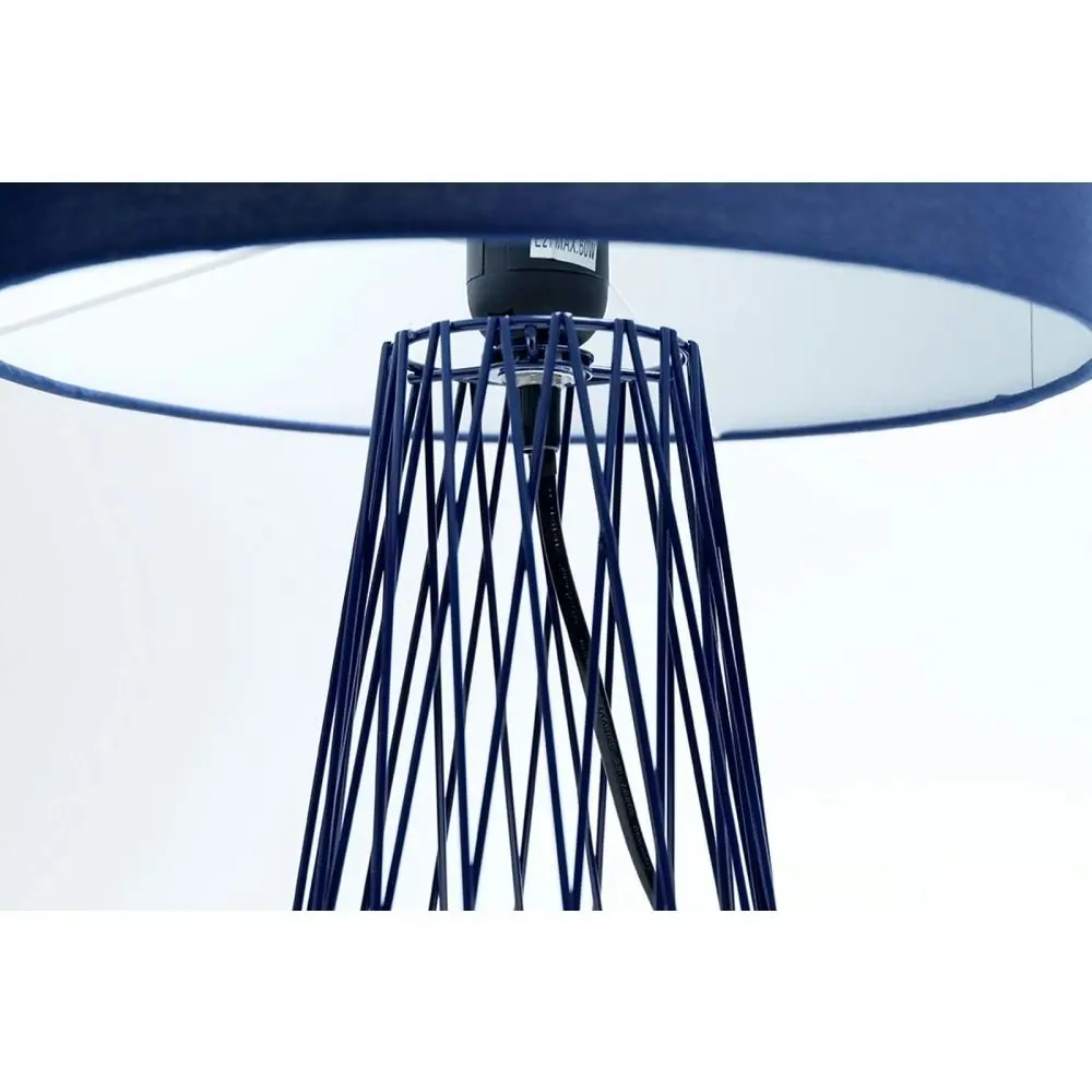 Asling Modern Table Desk Lamp Black Metal Frame Base - Blue Shade