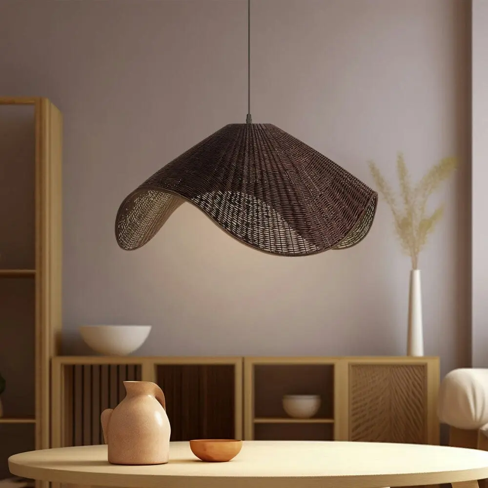 McLean Rattan Modern Elegant Pendant Lamp Ceiling Light - Brown