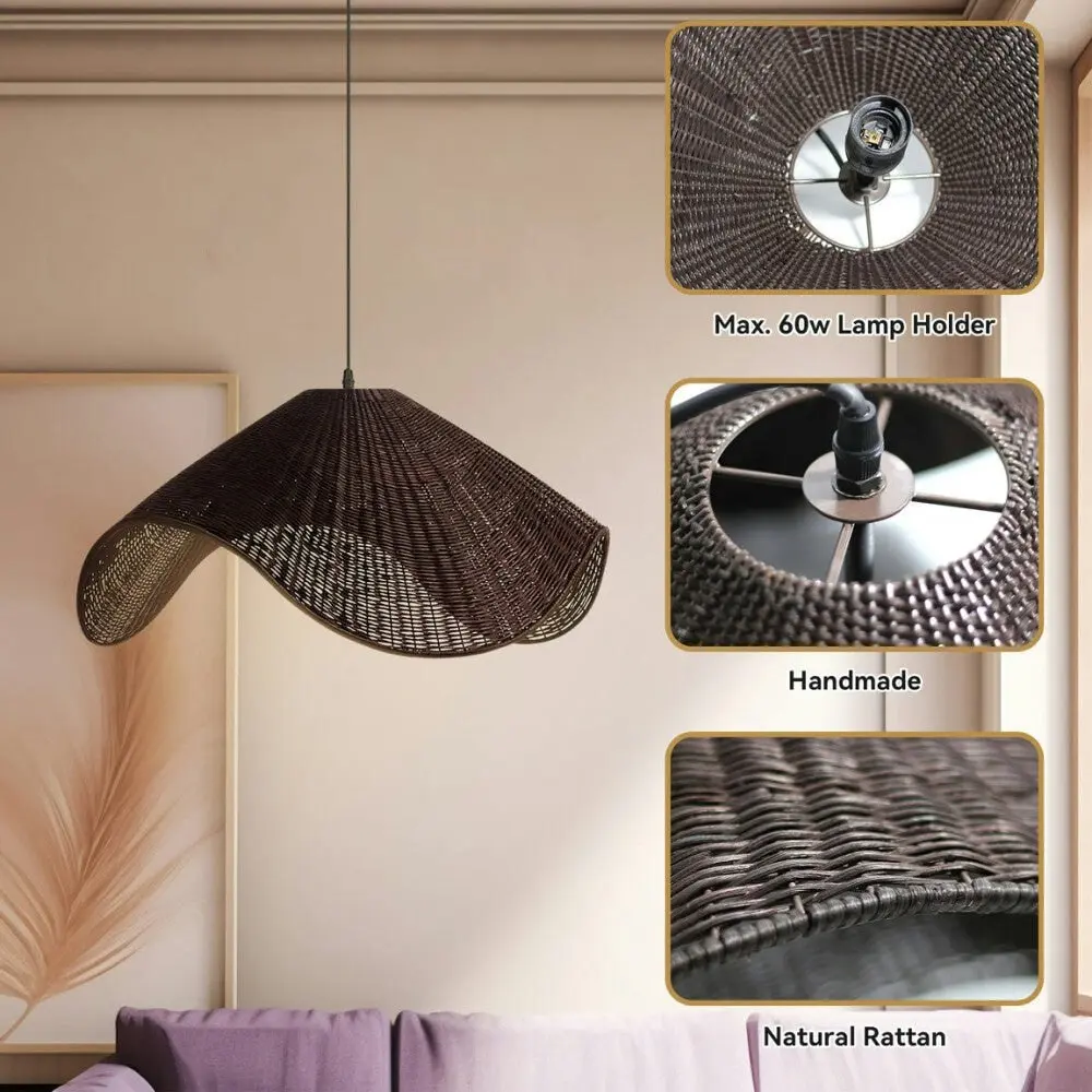 McLean Rattan Modern Elegant Pendant Lamp Ceiling Light - Brown