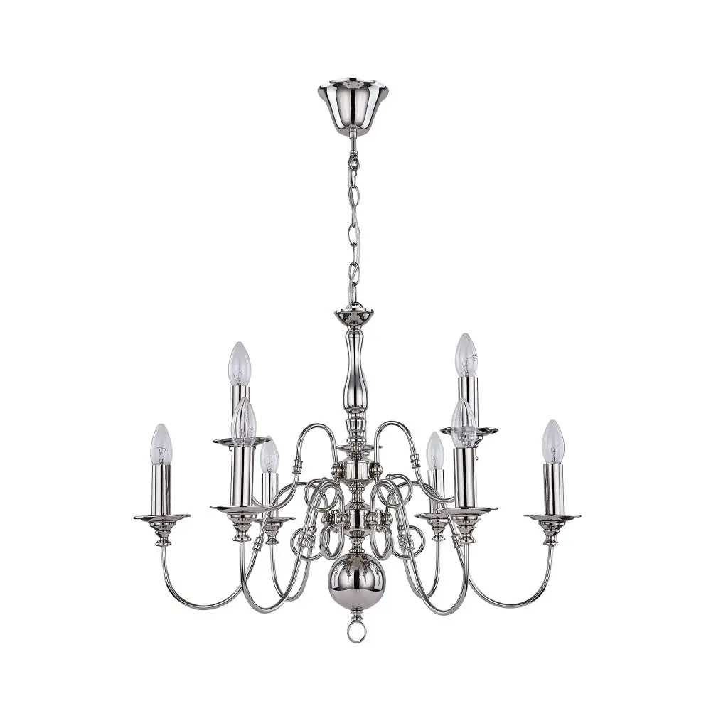 Rowan Rustic 5-Light Pendant Lamp Light Chandellier Polished Nickel