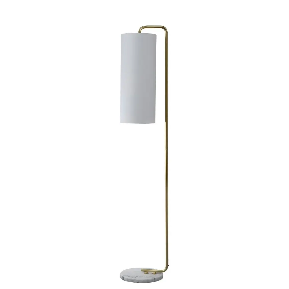 Jenni Modern Luxury Marble Base Linen Shade Floor Lamp Light Gold