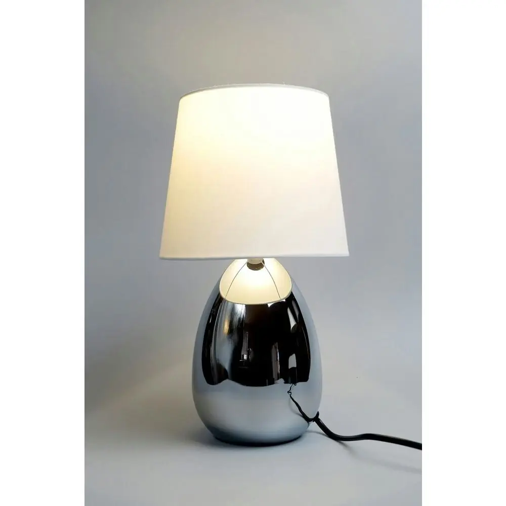 Larson Touch Table Desk Lamp Chrome Metal Base - White