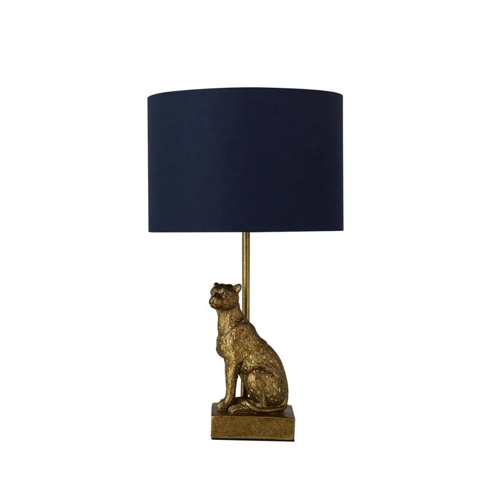 Cheetah Sitting Modern Elegant Table Lamp Desk Light - Copper & Navy