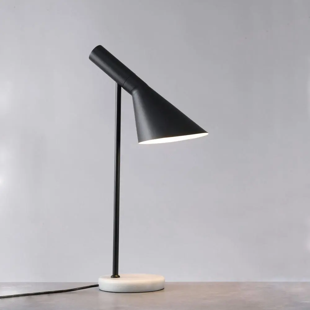 Sierra Modern Scandinavian Marble Base Metal Table Lamp Light Black