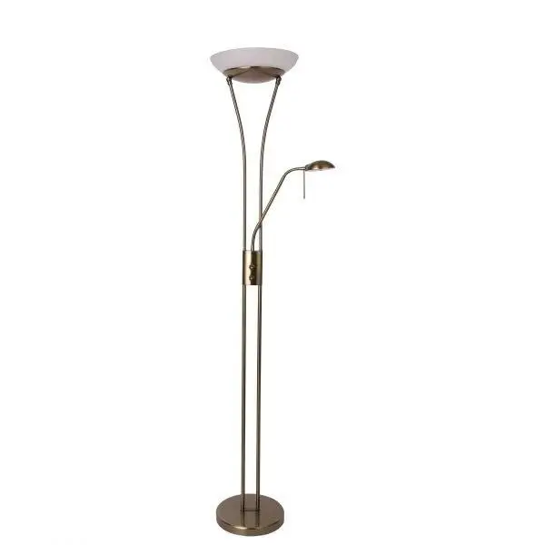 Fareeda Mother & Child LED Standing Floor Lamp Metal Base Glass Shade - Antique Brass