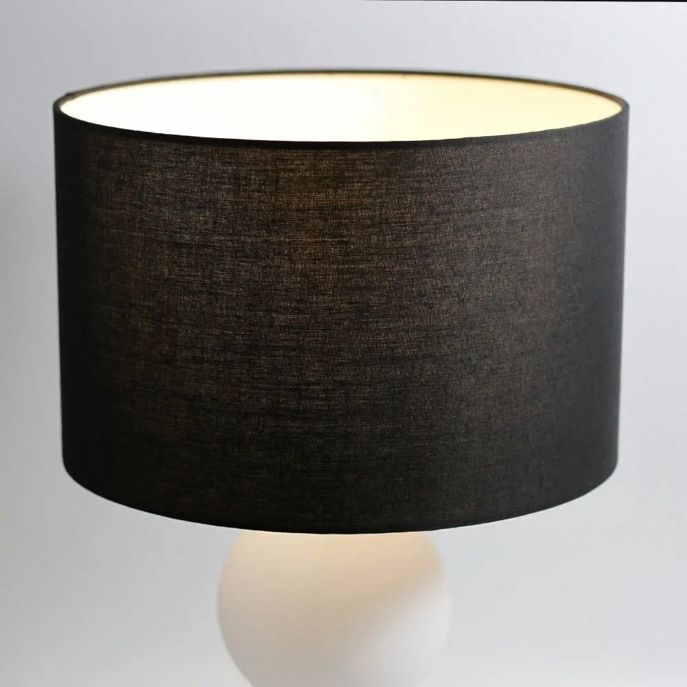 Angie Modern Fabric Shade Orbs Design Metal Table Lamp Light Pewter