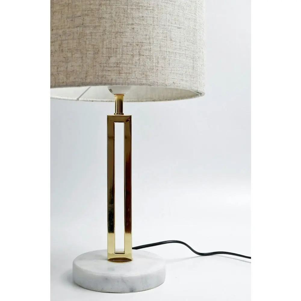 Ainsley Table Desk Lamp Marble Base Metal Body - Grey