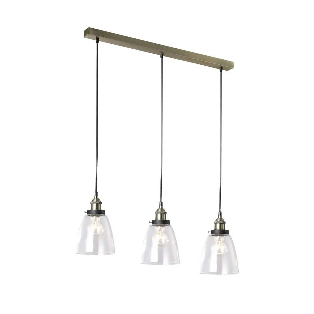 Emma 3-Lights Modern Glass Shade Pendant Lamp Light Antique Brass