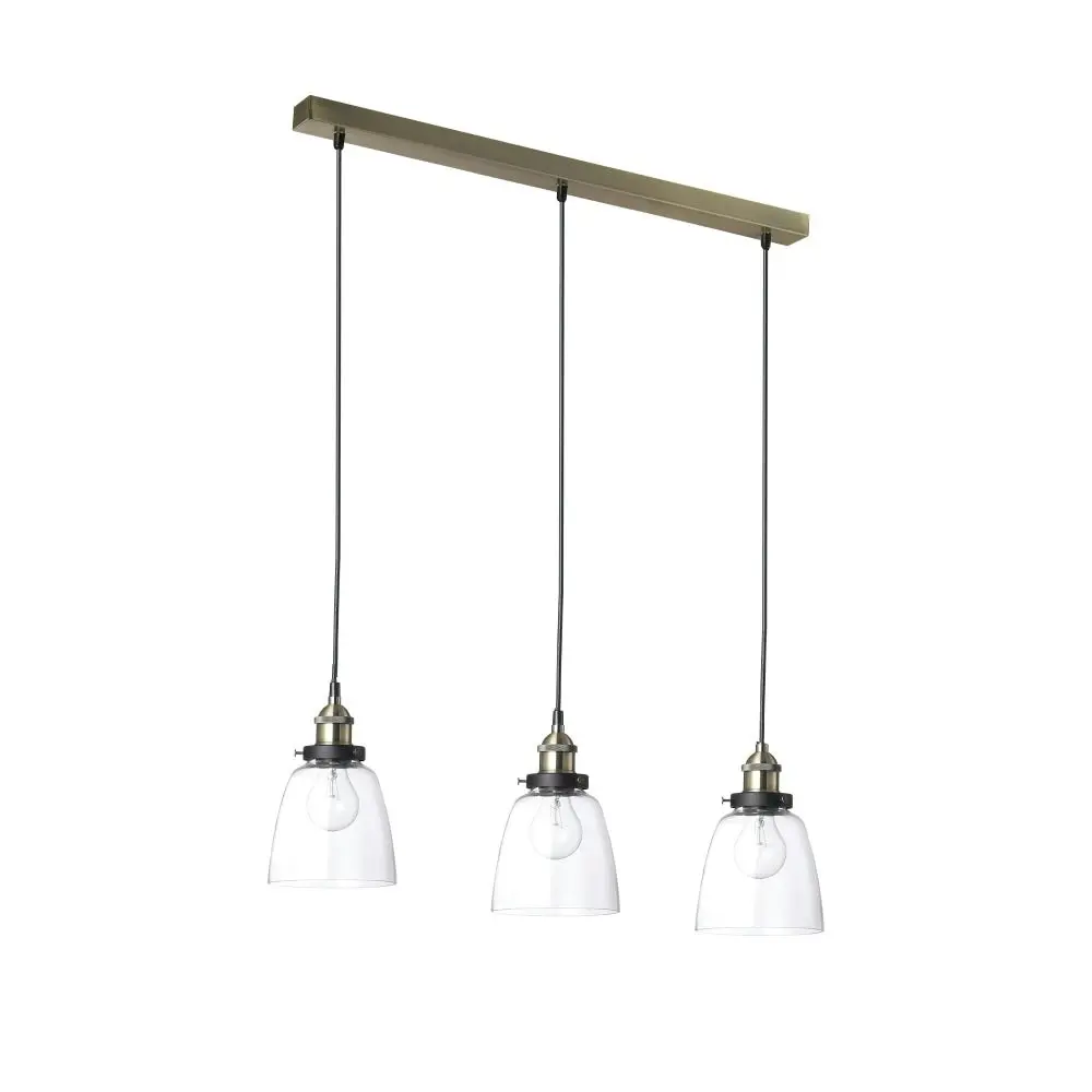 Emma 3-Lights Modern Glass Shade Pendant Lamp Light Antique Brass