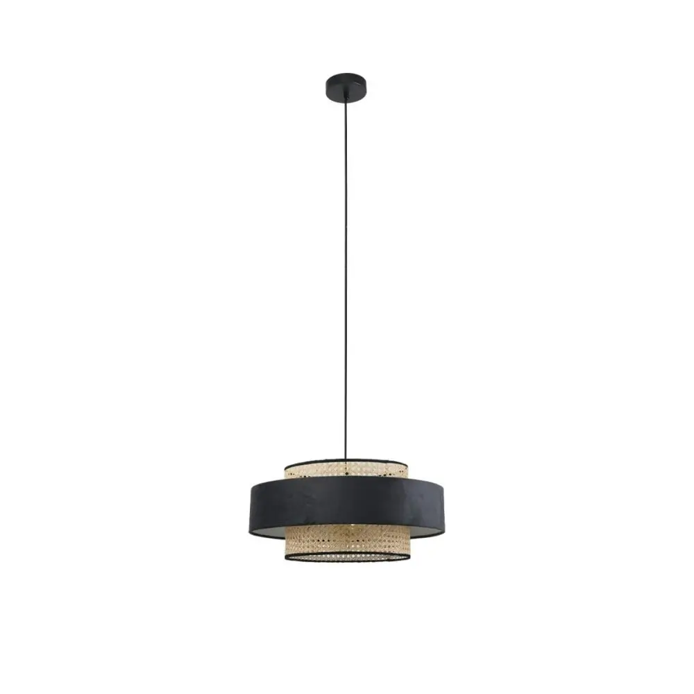 Olcay Modern Elegant Pendant Lamp Ceiling Light - Dark Grey & Natural