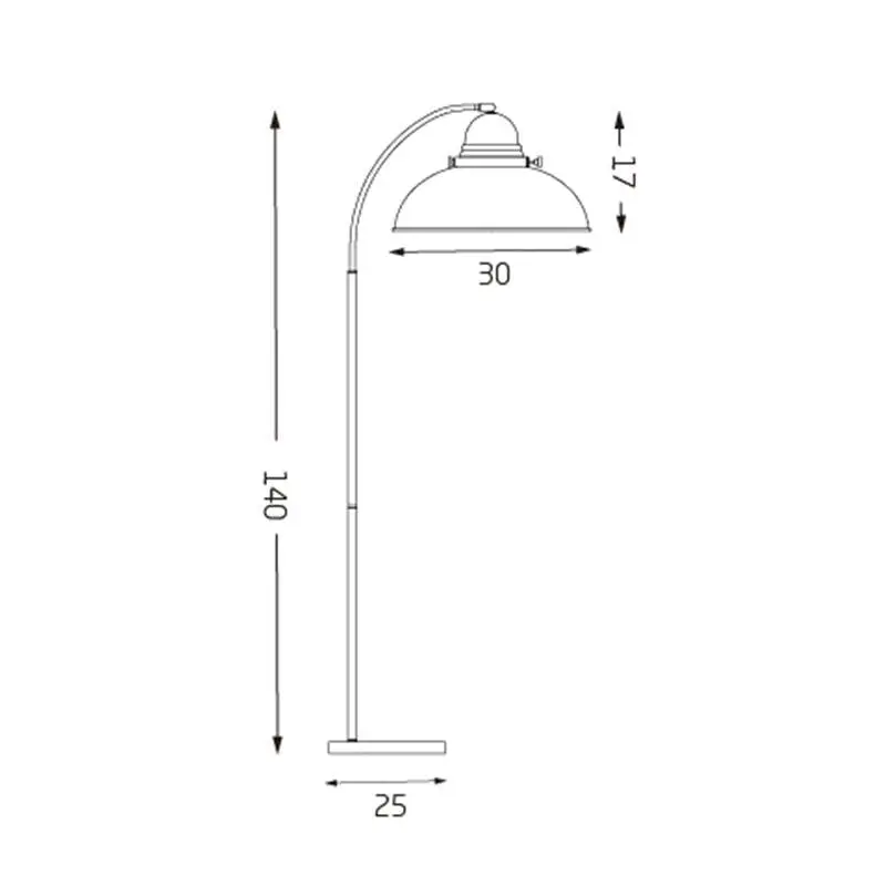 Oxford Modern Scandinavian Curved Arc Metal Standing Floor Lamp - Weathered Brass