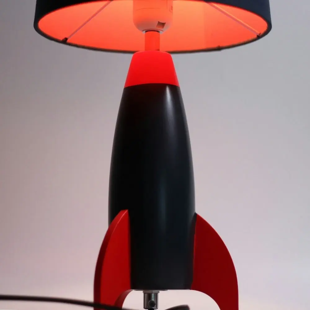 Ravi Rocketship Design Kids Table Lamp Light Navy Blue