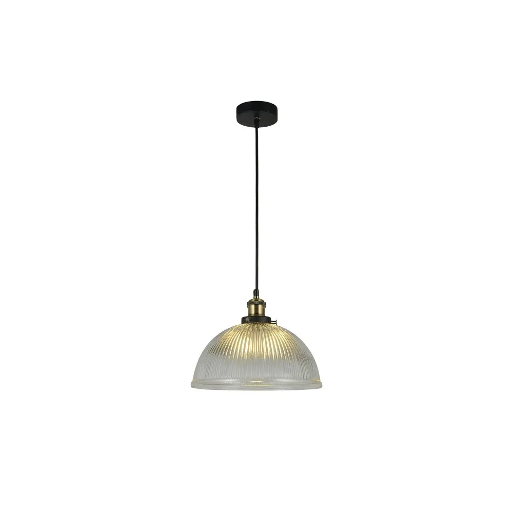 Livia Hanging Pendant Lamp Glass Shade - Black / Clear