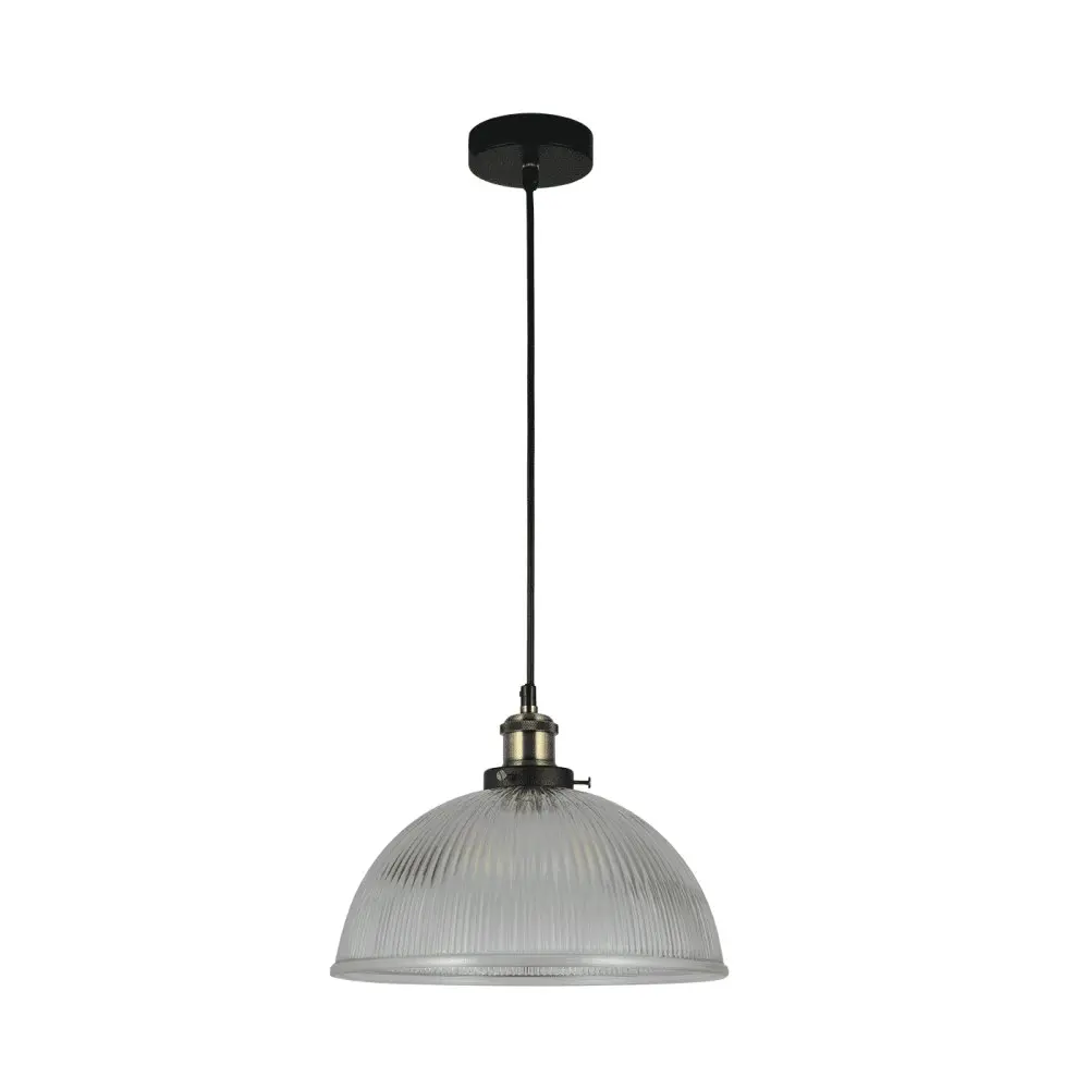 Livia Hanging Pendant Lamp Glass Shade - Black / Clear