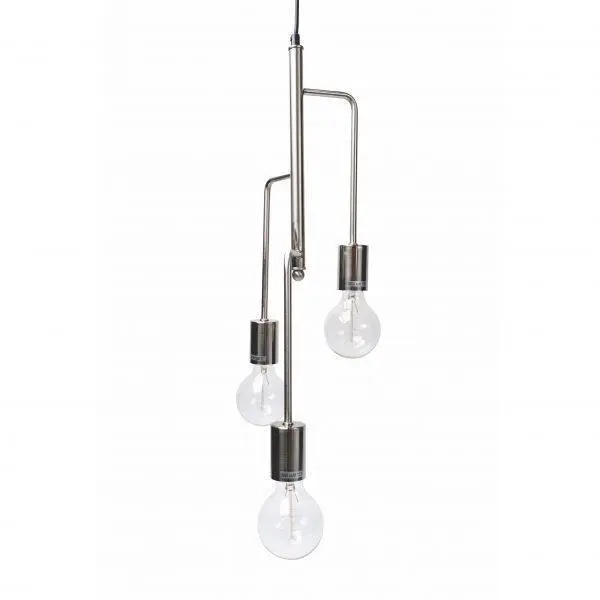 Pisa  Modern 3 Tubular Suspension Hanging Pendant Light - Satin Chrome