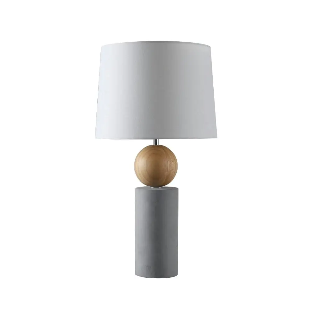 Kyoka Concrete Base Linen Shade Geometric Design Table Lamp White