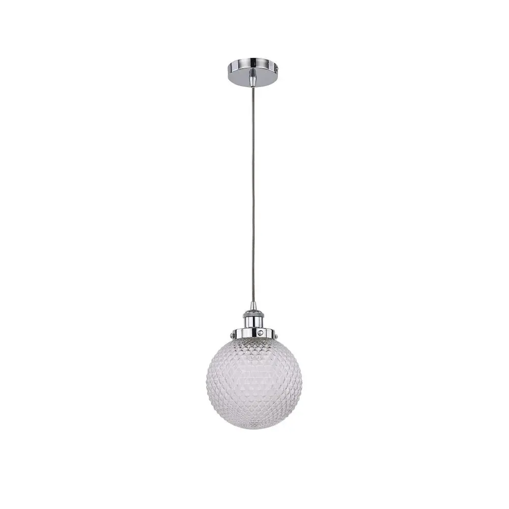 Carly Modern Glass Shade Pendant Lamp Light Small Chrome / Clear