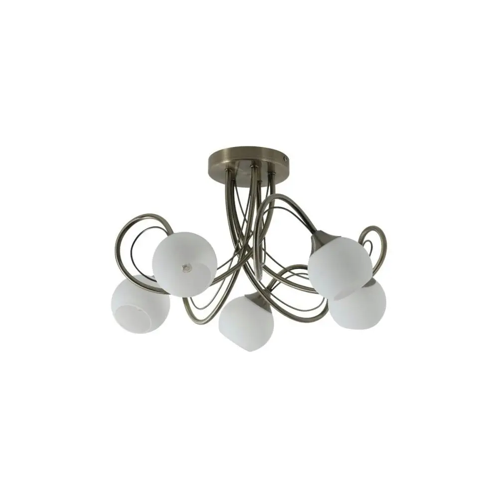 Malini 5 Lights Modern Elegant Pendant Lamp Ceiling Light - Antique Brass