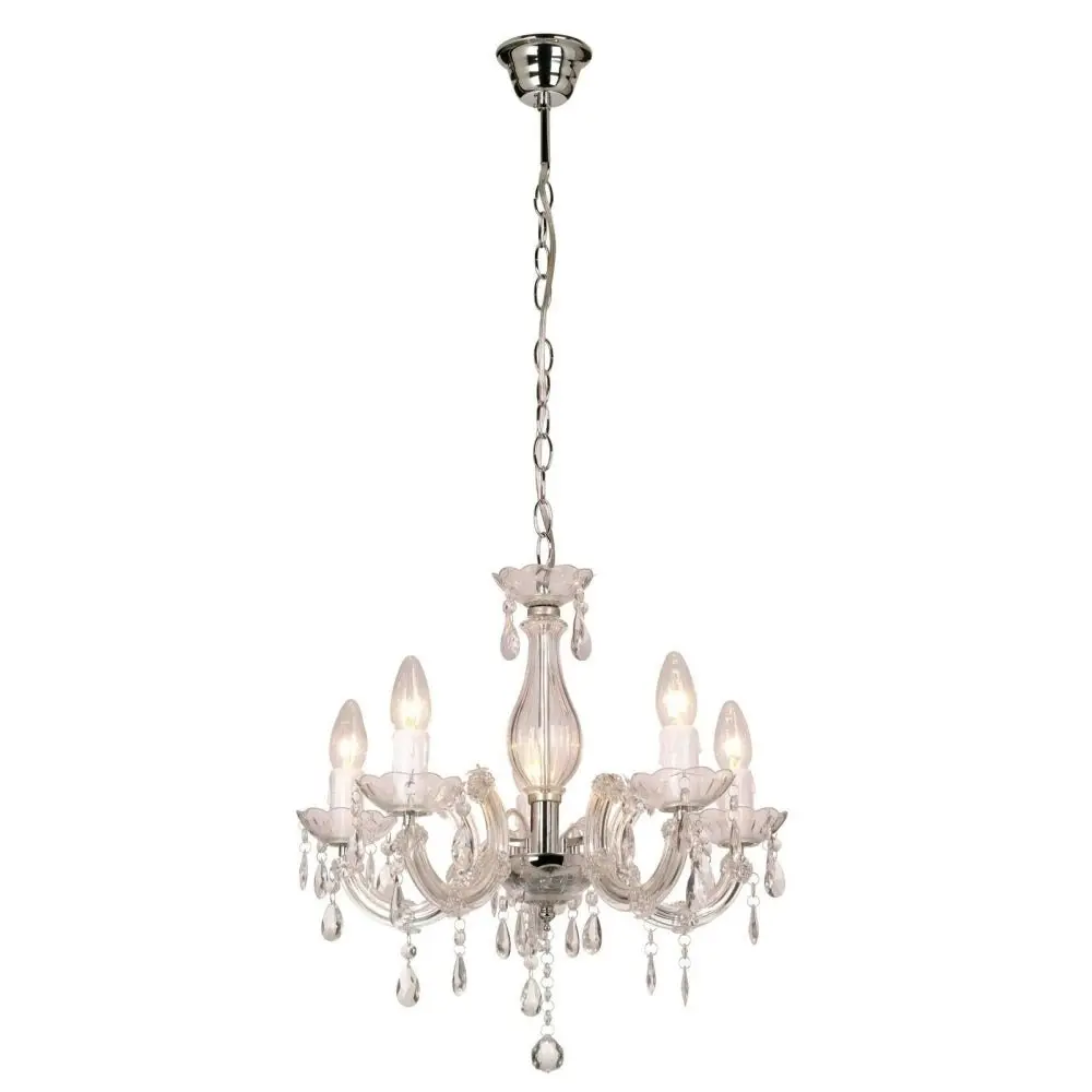 Bowie Elegant 5 Lights Acrylic Hanging Chandelier Lamp - Clear