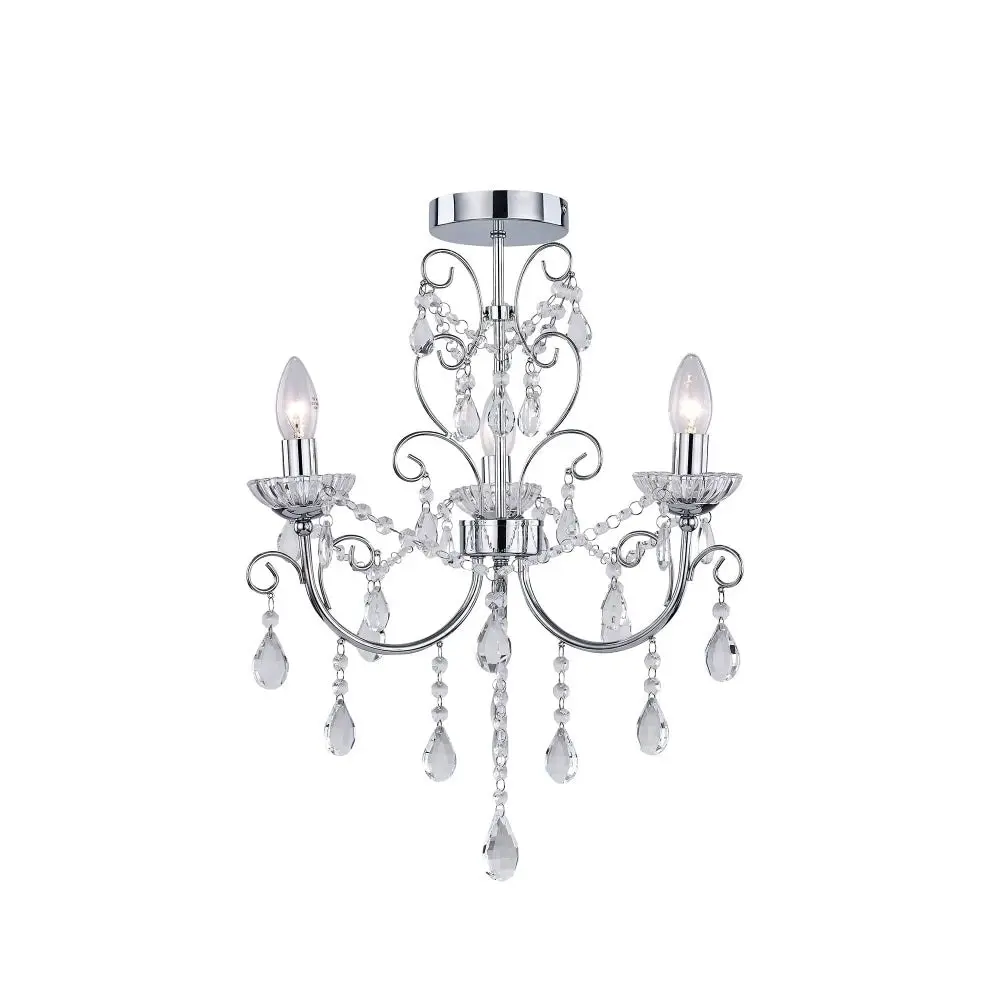 Walker Modern Classic 3-Light Hanging Chandelier Lamp Light Chrome Small