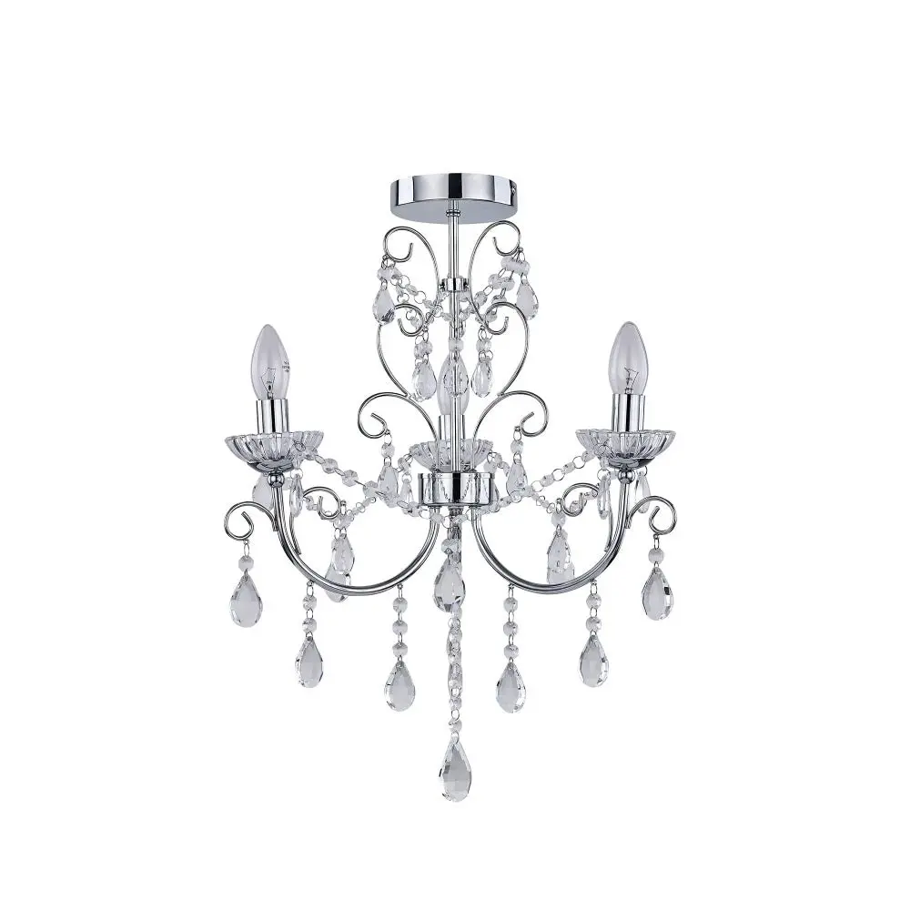 Walker Modern Classic 3-Light Hanging Chandelier Lamp Light Chrome Small