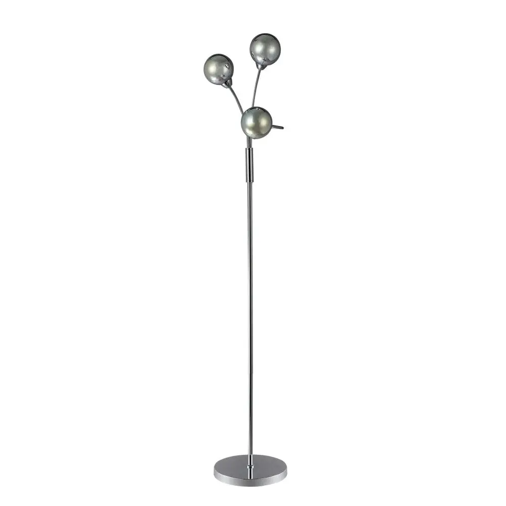 Clara 3-Sphere Lights Glass Shade Metal Floor Lamp Light Chrome