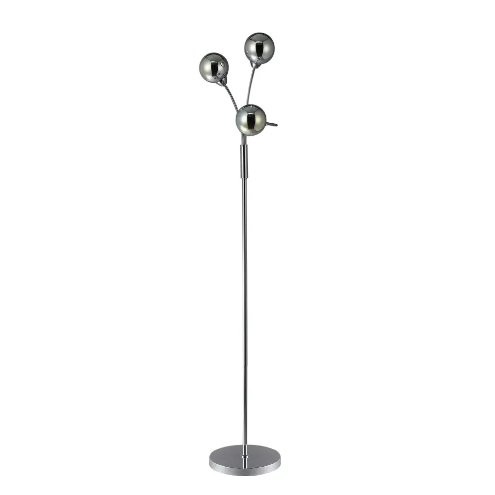 Clara 3-Sphere Lights Glass Shade Metal Floor Lamp Light Chrome