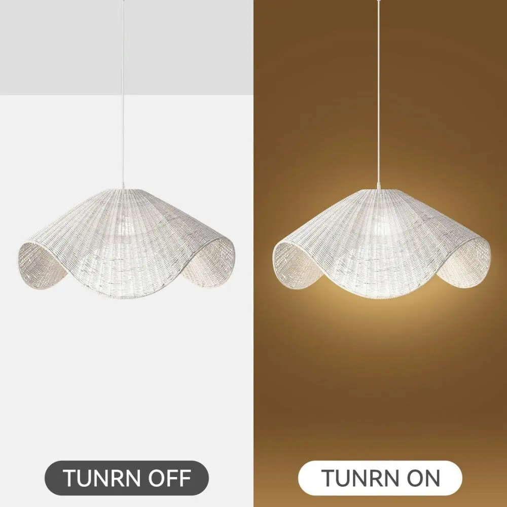 McLean Rattan Modern Elegant Pendant Lamp Ceiling Light - White