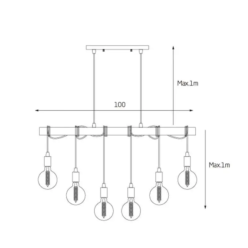 Oakley 6 Lights Industrial Wooden Hanging Pendant Lamp - Natural Timber