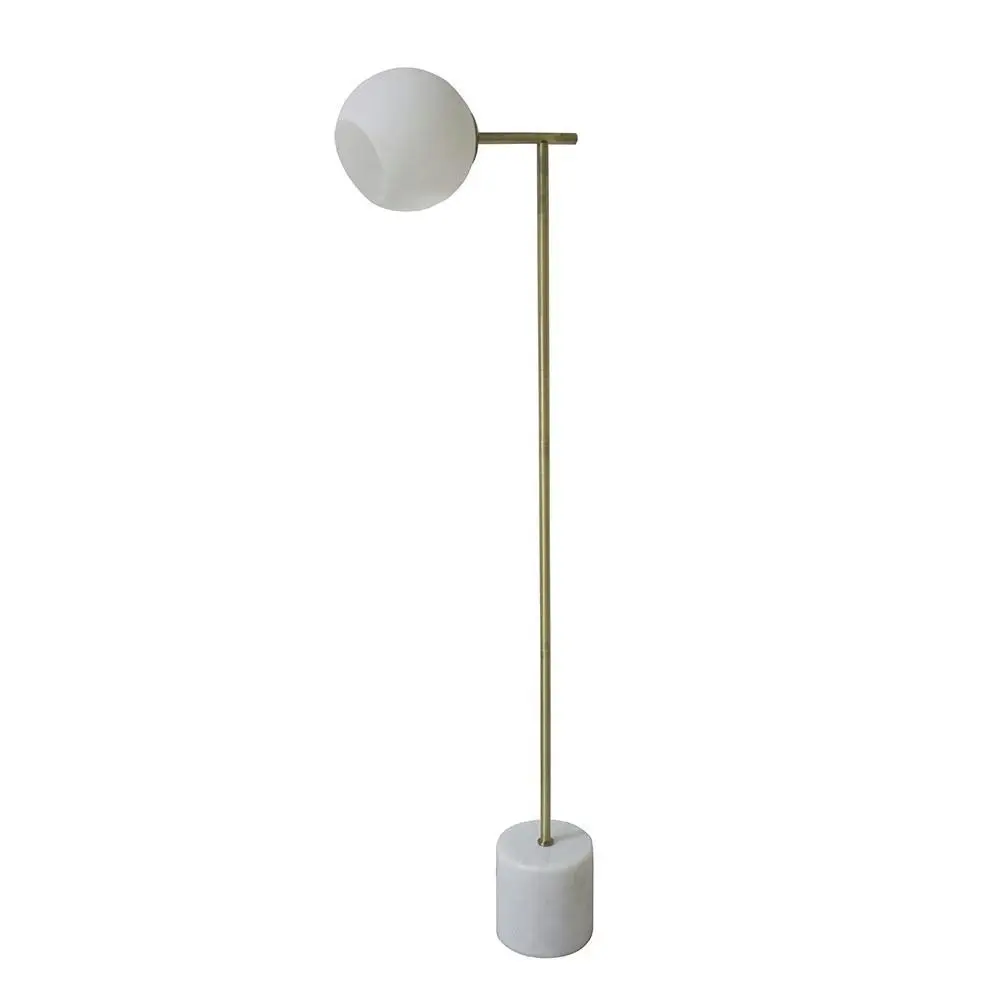 Milano Floor Standing Lamp Marble Base Metal Frame - Glass Shade