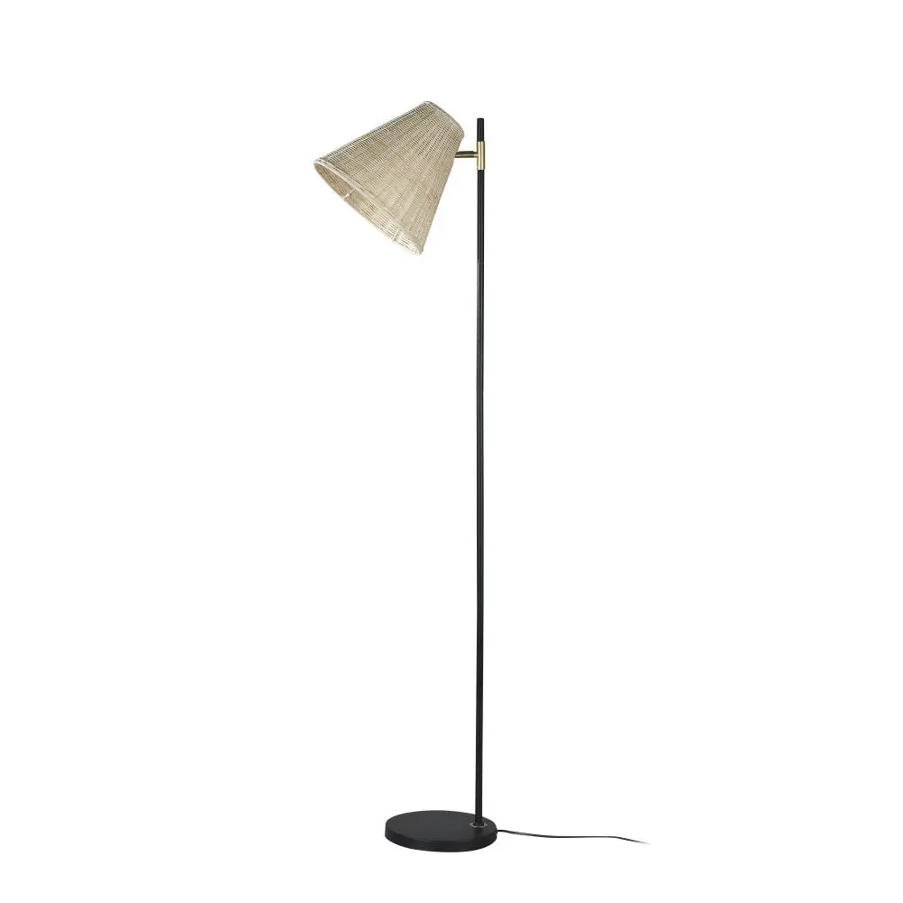 Lisa Classic Woven Rattan Shade Floor Lamp Light Black Natural